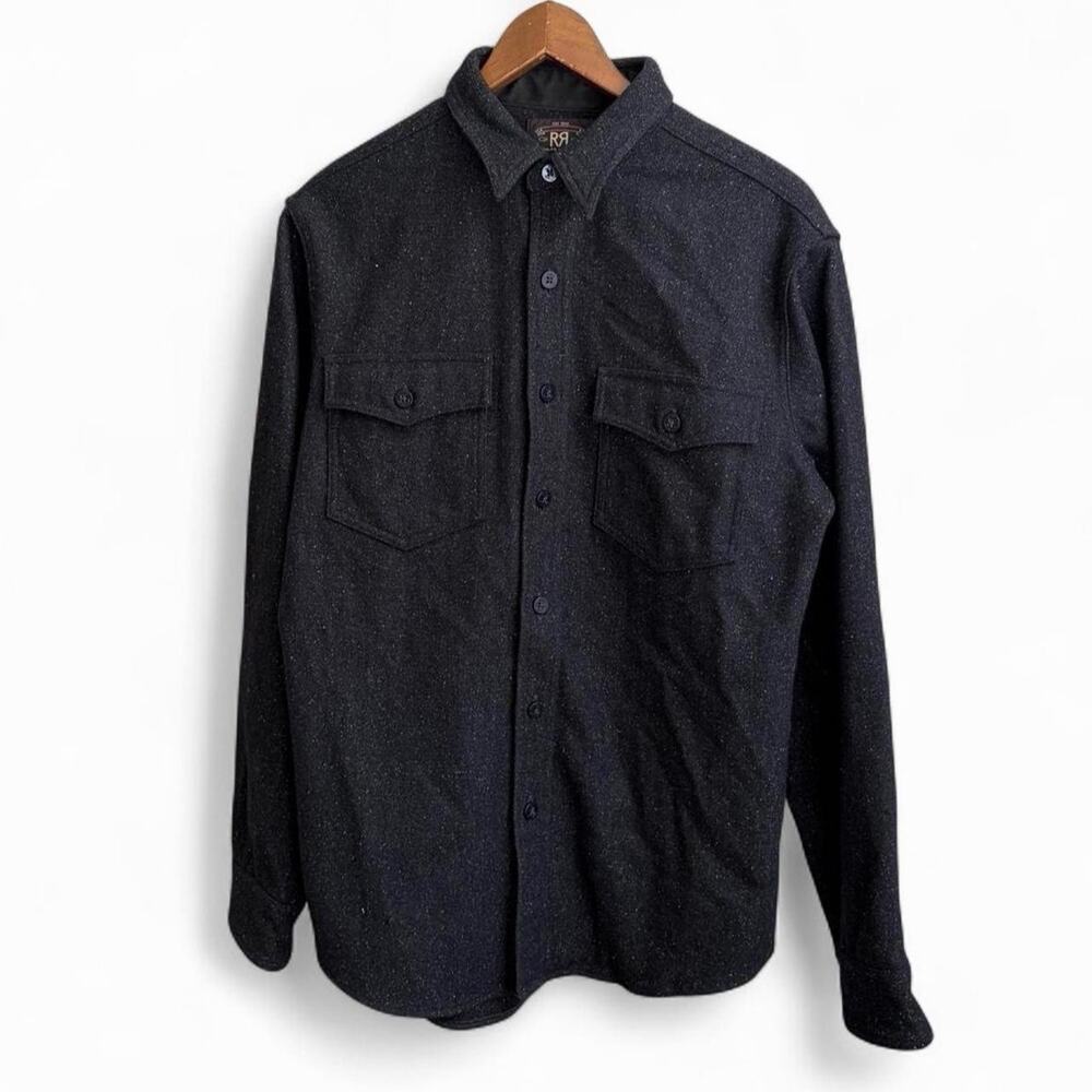 Vintage RRL Ralph Lauren Wool Workwear Black Speckled Mens XL Over Shirt